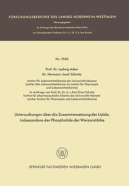 E-Book (pdf) Untersuchungen über die Zusammensetzung der Lipide, insbesondere der Phosphatide der Weizenstärke von Ludwig Acker