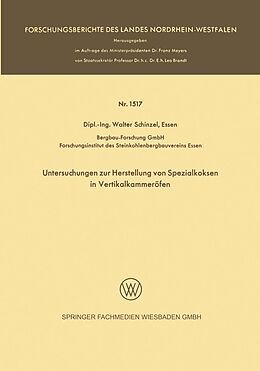 E-Book (pdf) Untersuchungen zur Herstellung von Spezialkoksen in Vertikalkammeröfen von Walter Schinzel