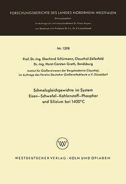 E-Book (pdf) Schmelzgleichgewichte im System Eisen-Schwefel-Kohlenstoff-Phosphor und Silizium bei 1400°C von Eberhard Schürmann