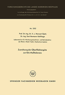 E-Book (pdf) Zuordnung der Oberflächengüte zur ISA-Maßtoleranz von Herwart Opitz