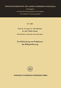 E-Book (pdf) Zur Erforschung von Problemen der Bildspeicherung von Fritz Schröter