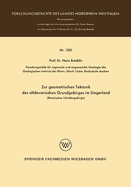 E-Book (pdf) Zur geometrischen Tektonik des altdevonischen Grundgebirges im Siegerland von Hans Breddin