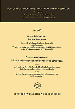 E-Book (pdf) Zusammenwirken von Schraubenbetätigungswerkzeugen und Schrauben von Eginhard Barz
