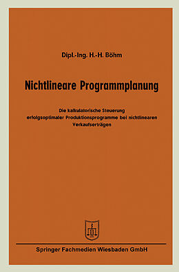Kartonierter Einband Nichtlineare Programmplanung von Hans-Hermann Böhm
