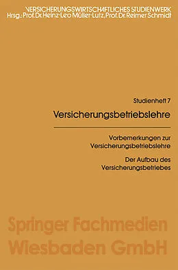 E-Book (pdf) Vorbemerkungen zur Versicherungsbetriebslehre von Heinz Leo Müller-Lutz