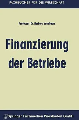 E-Book (pdf) Finanzierung der Betriebe von Herbert Vormbaum