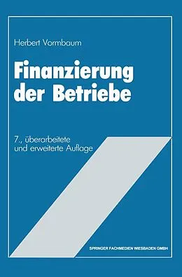 E-Book (pdf) Finanzierung der Betriebe von Herbert Vormbaum