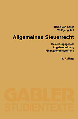 E-Book (pdf) Allgemeines Steuerrecht von Heinz Lohmeyer, Wolfgang Teß
