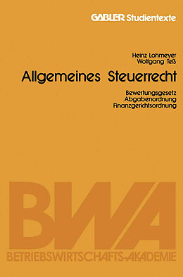 E-Book (pdf) Allgemeines Steuerrecht von Heinz Lohmeyer, Wolfgang Teß