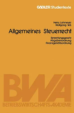 E-Book (pdf) Allgemeines Steuerrecht von Heinz Lohmeyer, Wolfgang Teß