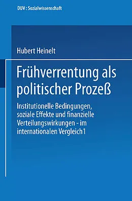 E-Book (pdf) Frühverrentung als politischer Prozeß von Hubert Heinelt