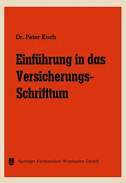 E-Book (pdf) Einführung in das Versicherungs-Schrifttum von Peter Koch
