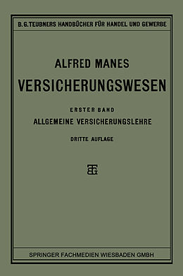 Kartonierter Einband Versicherungswesen von Alfred Manes