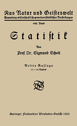 Kartonierter Einband Statistik von Sigmund Schott