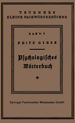 Kartonierter Einband Psÿchologisches Wörterbuch von Fritz Giese