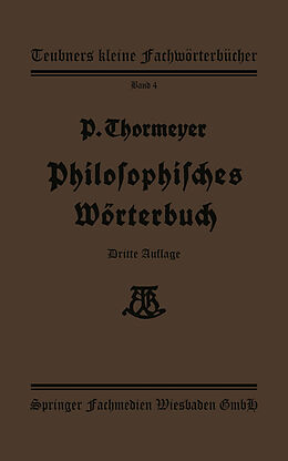 Kartonierter Einband Philosophisches Wörterbuch von Dr. Paul Thormeÿer