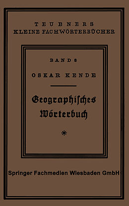Kartonierter Einband Geographisches Wörterbuch von Dr. Oskar Kende
