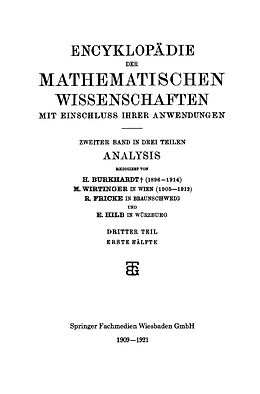 Kartonierter Einband Encyklopädie der Mathematischen Wissenschaften mit Einschluss ihrer Anwendungen von H. Burkhardt, M. Wirtinger, R. Fricke