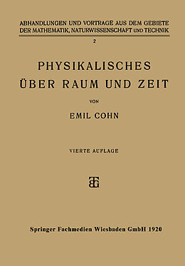 E-Book (pdf) Physikalisches über Raum und Zeit von Emil Cohn