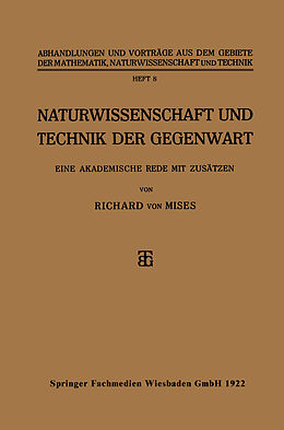 E-Book (pdf) Naturwissenschaft und Technik der Gegenwart von Richard von Mises