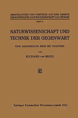 E-Book (pdf) Naturwissenschaft und Technik der Gegenwart von Richard von Mises
