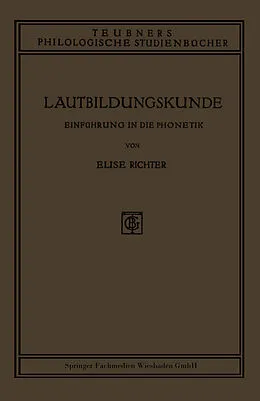 E-Book (pdf) Lautbildungskunde von Dr. Elise Richter