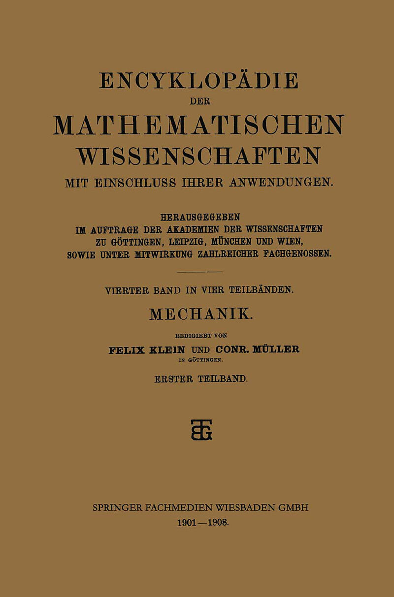 Encyklopädie der Mathematischen Wissenschaften mit Einschluss ihrer Anwendungen