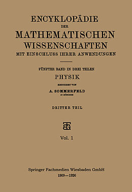 E-Book (pdf) Encyklopädie der Mathematischen Wissenschaften mit Einschluss ihrer Anwendungen von A. Sommerfeld