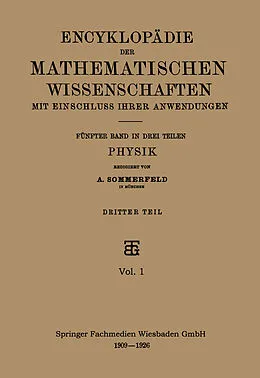 E-Book (pdf) Encyklopädie der Mathematischen Wissenschaften mit Einschluss ihrer Anwendungen von A. Sommerfeld