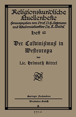 E-Book (pdf) Der Calvinismus in Westeuropa von Helmuth Kittel
