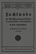E-Book (pdf) Fachkunde für Maschinenbauerklassen an gewerblichen Berufsschulen von K. Uhrmann, F. Schuth