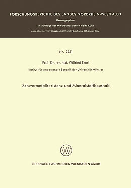 E-Book (pdf) Schwermetallresistenz und Mineralstoffhaushalt von Wilfried Ernst