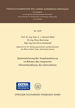 E-Book (pdf) Systematisierung der Angebotsplanung im Rahmen des integrierten Informationsflusses der Unternehmen von Herwart Opitz
