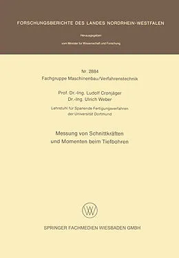 E-Book (pdf) Messung von Schnittkräften und Momenten beim Tiefbohren von Ludolf Cronjäger, Ulrich Weber