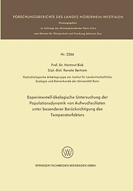 E-Book (pdf) Experimentell-ökologische Untersuchung der Populationsdynamik von Aufwuchsciliaten unter besonderer Berücksichtigung des Temperaturfaktors von Hartmut Bick