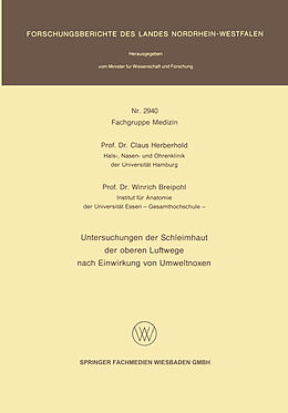 E-Book (pdf) Untersuchungen der Schleimhaut der oberen Luftwege nach Einwirkung von Umweltnoxen von Claus Herberhold