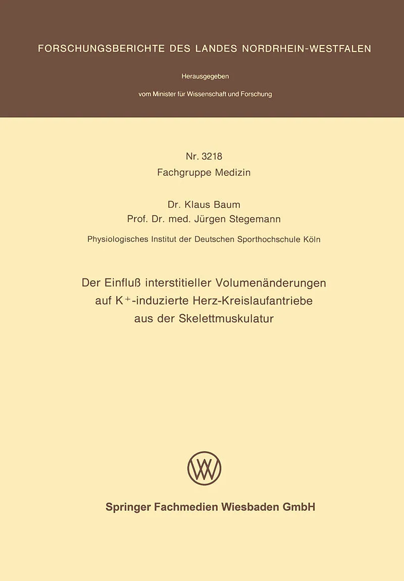 Der Einfluß interstitieller Volumenänderungen auf K+-induzierte Herz-Kreislaufantriebe aus der Skelettmuskulatur