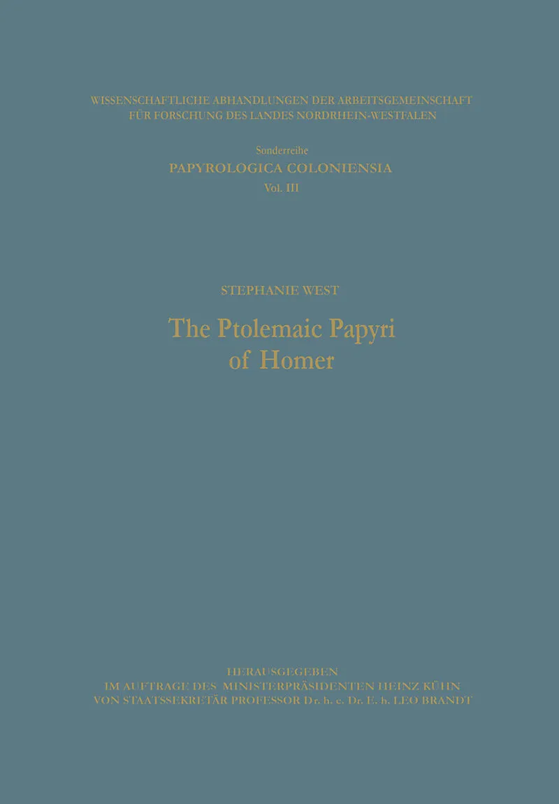 The Ptolemaic Papyri of Homer