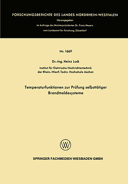 Kartonierter Einband Temperaturfunktionen zur Prüfung selbsttätiger Brandmeldesysteme von Heinz Luck