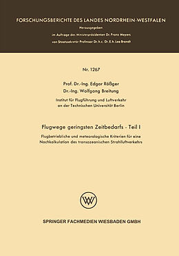 Kartonierter Einband Flugwege geringsten Zeitbedarfs  Teil I von Edgar Rößger Edgar Rößger, Wolfgang Breitung