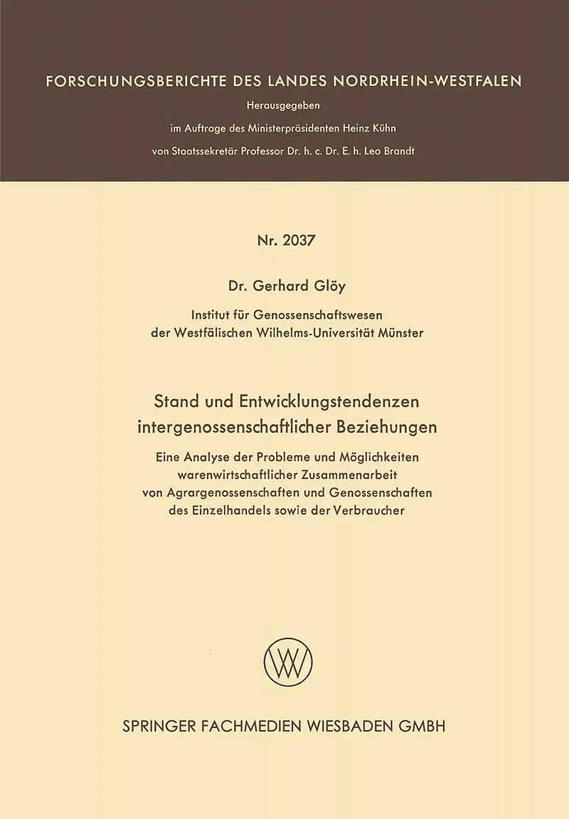 Stand und Entwicklungstendenzen intergenossenschaftlicher Beziehungen