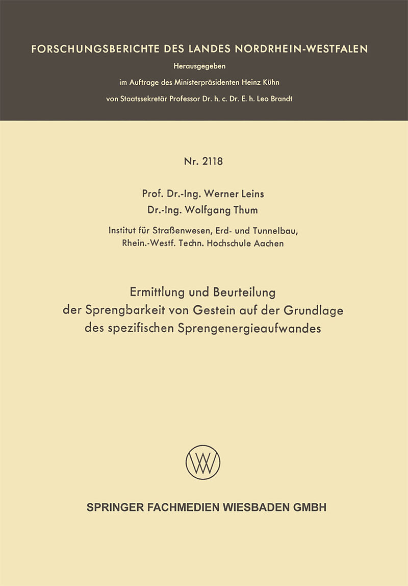 Ermittlung und Beurteilung der Sprengbarkeit von Gestein auf der Grundlage des spezifischen Sprengenergieaufwandes