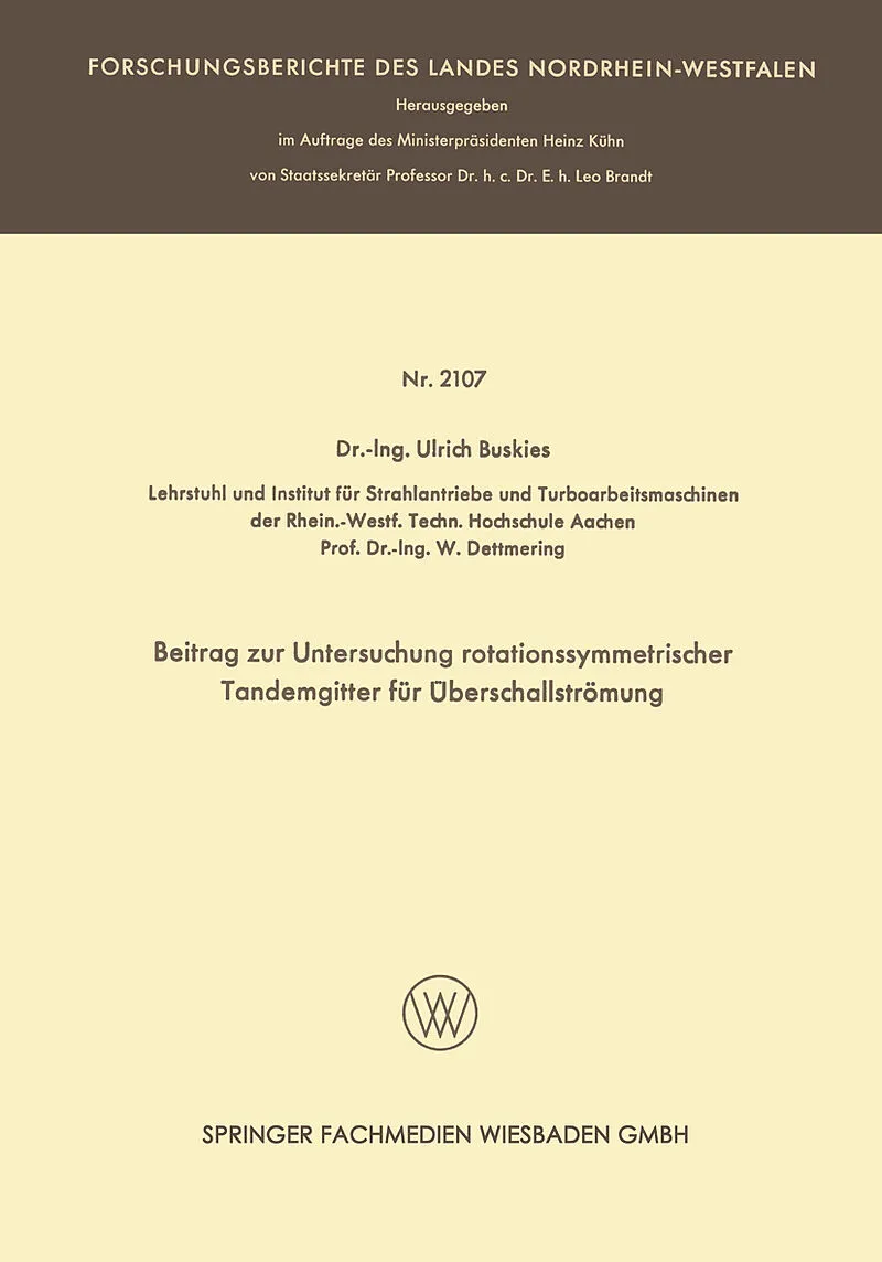 Beitrag zur Untersuchung rotationssymmetrischer Tandemgitter für Überschallströmung