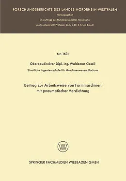 Kartonierter Einband Beitrag zur Arbeitsweise von Formmaschinen mit pneumatischer Verdichtung von Waldemar Gesell
