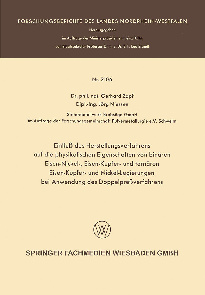 Einfluß des Herstellungsverfahrens auf die physikalischen Eigenschaften von binären Eisen-Nickel-, Eisen-Kupfer- und ternären Eisen-Kupfer- und Nickel-Legierungen bei Anwendung des Doppelpreßverfahrens