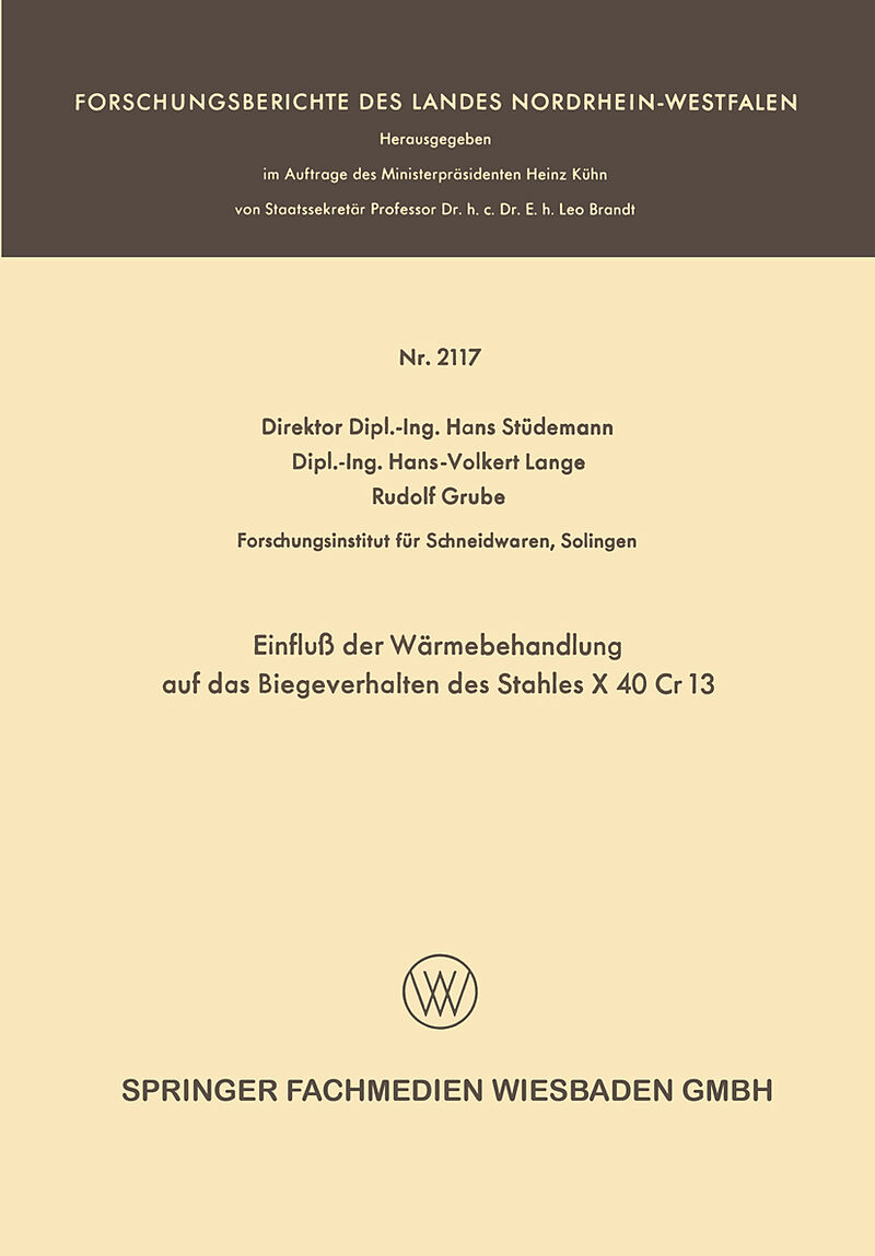 Einfluß der Wärmebehandlung auf das Biegeverhalten des Stahles X 40 Cr 13