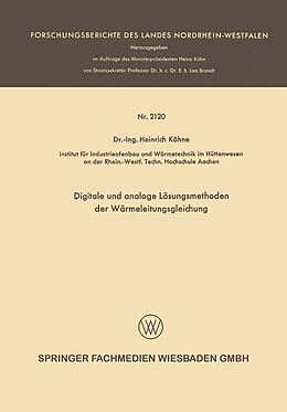 Kartonierter Einband Digitale und analoge Lösungsmethoden der Wärmeleitungsgleichung von Heinrich Köhne