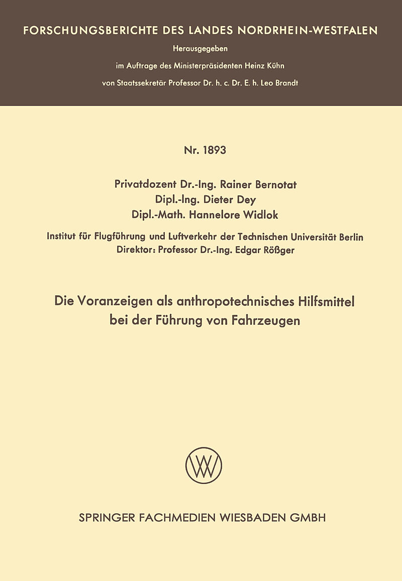 Die Voranzeigen als anthropotechnisches Hilfsmittel bei der Führung von Fahrzeugen