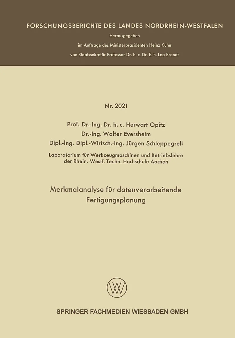 Merkmalanalyse für datenverarbeitende Fertigungsplanung