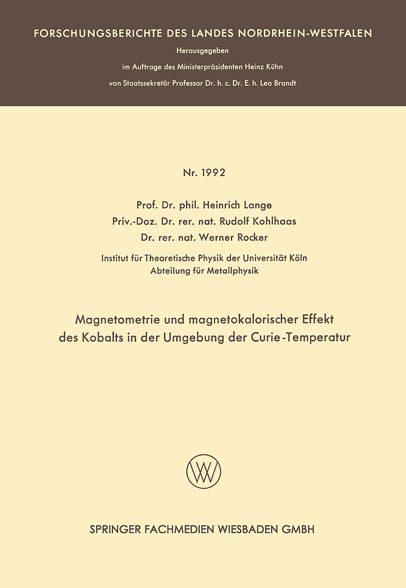 Magnetometrie und magnetokalorischer Effekt des Kobalts in der Umgebung der Curie-Temperatur
